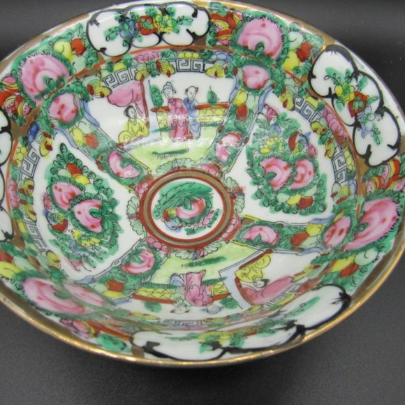 ROSE FAMILLE 7" ASIAN PORCELAIN BOWL - Picture 6 of 6